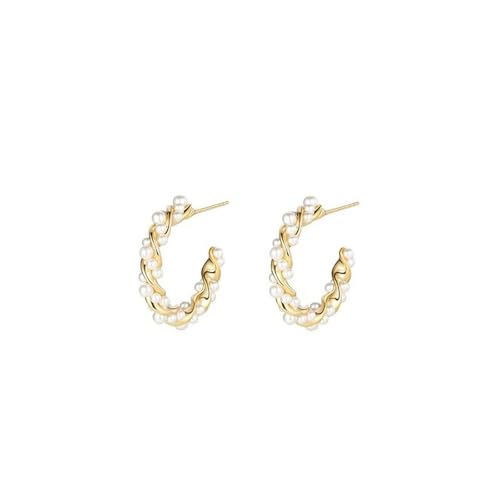 Damen-Ohrringe Spirale runde Perlen Design kleiner frischer Schmuck rund von HUANGBONIG