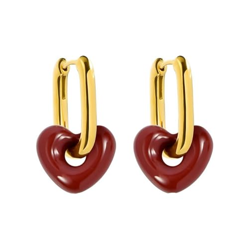 Französische Retro-Ohrringe, rote Liebe, Herzschmuck, rote Liebe von HUANGBONIG