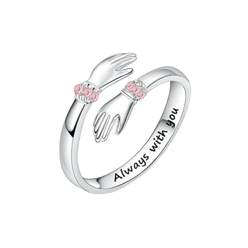 HUANGBONIG 2 Stück, Damen, Europa und Amerika, einfache Persönlichkeit, kreative Liebe, Umarmung, verstellbare Ringöffnung, Metall von HUANGBONIG