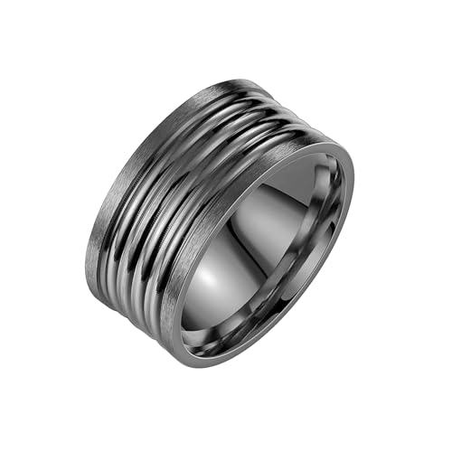 HUANGBONIG 2 Stück - Europa und Amerika Titan Stahl Herren personalisiert Rillenbogen einfacher Ring, 10(th), Metall von HUANGBONIG