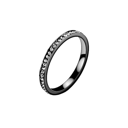 HUANGBONIG 2 Stück – Europäische und amerikanische Damen-Ring, 2 mm, Titanstahl, diamantbesetzt, einfacher Ring, No. 8, Metall von HUANGBONIG