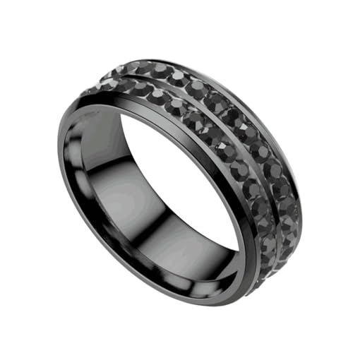 HUANGBONIG 2 Stück - Europäischer und amerikanischer Damen-Diamantring aus Titanstahl, zweireihig, U-förmiger Diamantring, 12(th) von HUANGBONIG