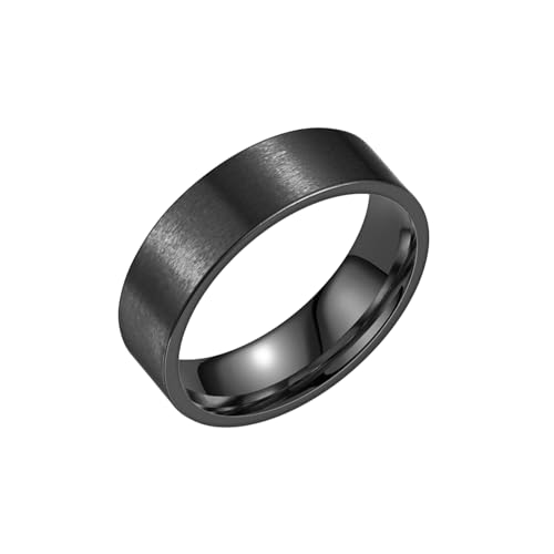 HUANGBONIG 2 Stück - Europäischer und amerikanischer Herrenring aus einfachem Titan, 6 mm, matt, flach, 13(th) von HUANGBONIG
