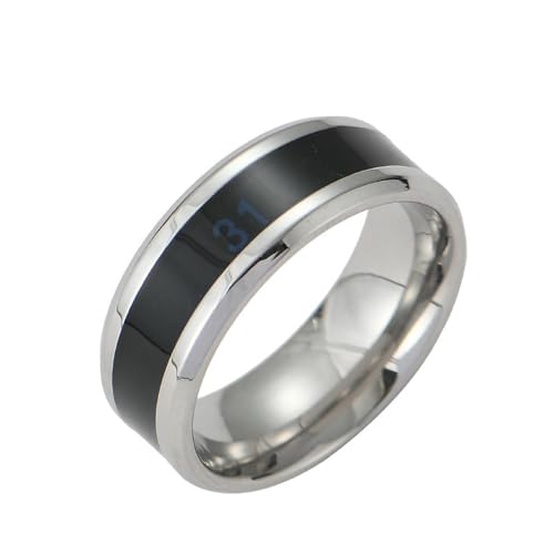 HUANGBONIG 2 Stück - Intelligenter temperaturempfindlicher Herren-Ring aus Titanstahl, exquisiter tropfenförmiger Ring, No. 9 HUANGBONIG 2 Stück - Intelligenter temperaturempfindlicher Herren-Ring aus Titanstahl, exquisiter tropfenförmiger Ring, No. 9 von HUANGBONIG