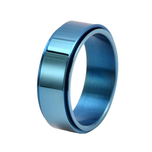 HUANGBONIG 2 x Herren-Ring aus Titanstahl, drehbar, glatt, Druckentlastung, exquisit, 10(th) von HUANGBONIG