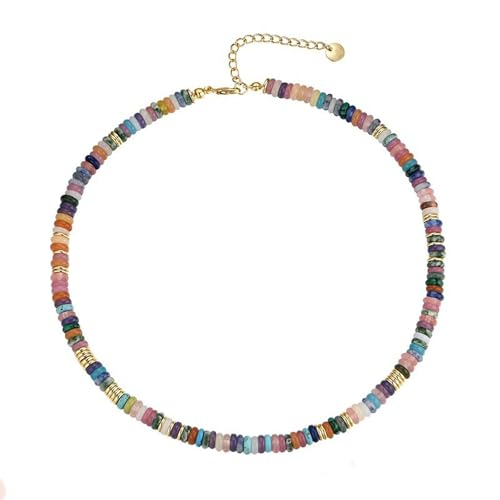 HUANGBONIG Damen-Halskette mit Minderheiten-Design, Retro-Farbe, Naturstein, Perlen-Halskette von HUANGBONIG