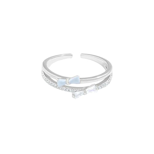HUANGBONIG Damen-Persönlichkeit, frische und süße Schleife, Zirkon, exquisiter Ring, blaue Schleife HUANGBONIG Damen-Persönlichkeit, frische und süße Schleife, Zirkon, exquisiter Ring, blaue Schleife von HUANGBONIG