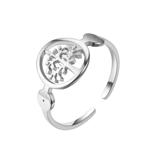 HUANGBONIG Damen-Ring aus Titanstahl mit einfachem durchbrochenem Design, Metall HUANGBONIG Damen-Ring aus Titanstahl mit einfachem durchbrochenem Design, Metall von HUANGBONIG