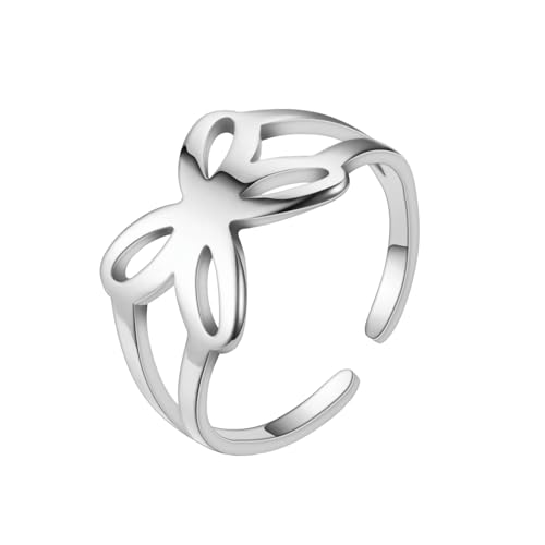 HUANGBONIG Damen-Ring aus Titanstahl mit einfachem durchbrochenem Design, Metall HUANGBONIG Damen-Ring aus Titanstahl mit einfachem durchbrochenem Design, Metall von HUANGBONIG