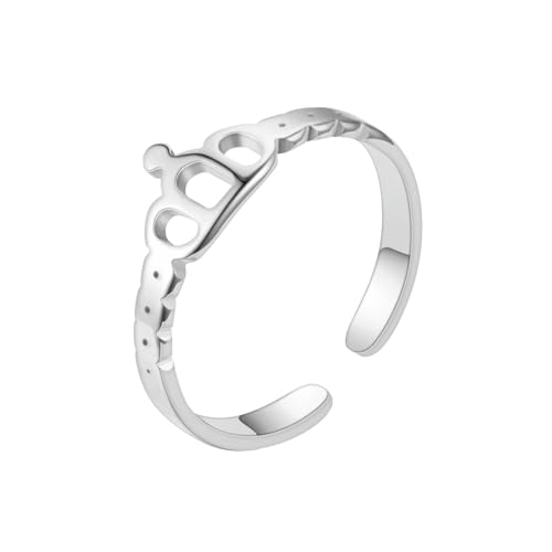 HUANGBONIG Damen-Ring aus Titanstahl mit einfachem durchbrochenem Design, Metall HUANGBONIG Damen-Ring aus Titanstahl mit einfachem durchbrochenem Design, Metall von HUANGBONIG