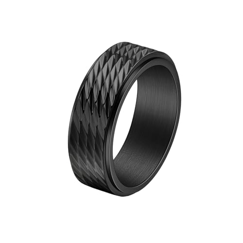 HUANGBONIG Der diamantförmige Herren-Ring aus Titan kann den schwarzen Druckentlastungsring drehen., No. 9 von HUANGBONIG