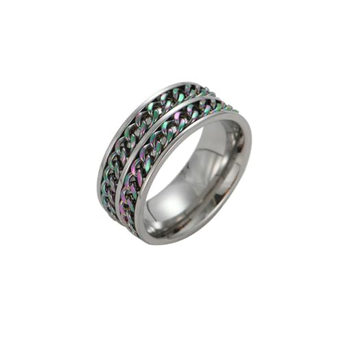 HUANGBONIG Doppelkettenring für Herren, Titan, zweifarbig, drehbar, No. 8 HUANGBONIG Doppelkettenring für Herren, Titan, zweifarbig, drehbar, No. 8 von HUANGBONIG