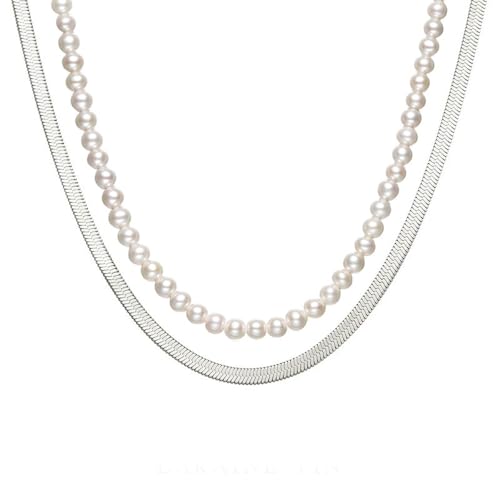 HUANGBONIG Doppellagige Halskette mit Schlangenknochen aus Perlen, kreative Persönlichkeit, Schlüsselbein-Halskette HUANGBONIG Doppellagige Halskette mit Schlangenknochen aus Perlen, kreative Persönlichkeit, Schlüsselbein-Halskette von HUANGBONIG