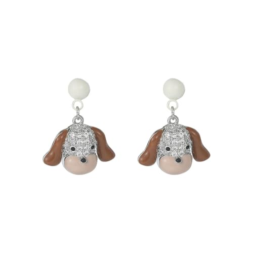 HUANGBONIG E16269M Süße kaffeefarbene große Ohren mit Mikro-eingelegten Zirkonia-Ohrringen von HUANGBONIG