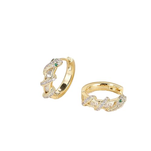 HUANGBONIG E16340B Damen-Ohrschnalle, dreidimensional, schwebende, grünäugige Schlange, Temperament von HUANGBONIG