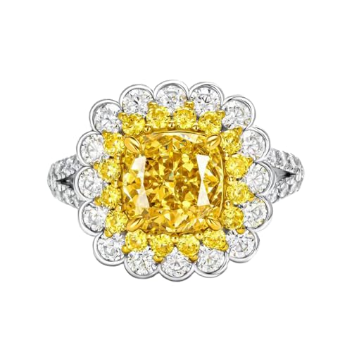 HUANGBONIG Einfacher Damen-Ring mit Mikronieten, quadratischem Zirkonia-Design, No. 7 von HUANGBONIG