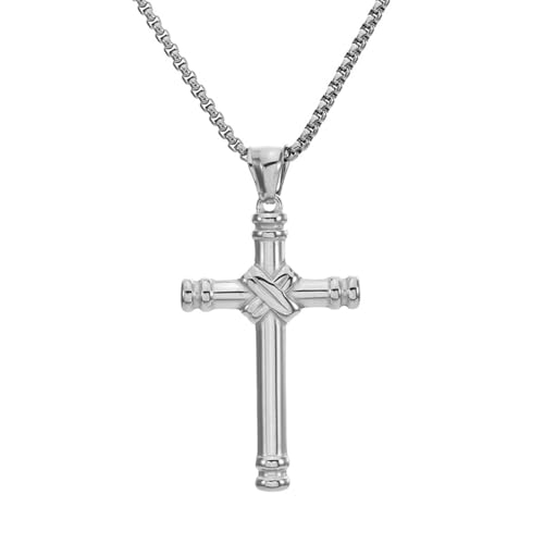 HUANGBONIG Europa und Amerika Titan Stahl Kreuz Anhänger Herren Hip-Hop Neutral Wind Halskette von HUANGBONIG