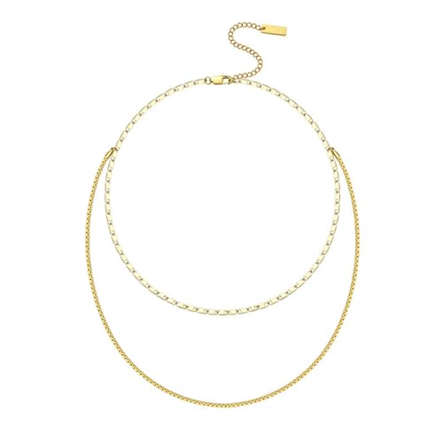 HUANGBONIG Europa und die Vereinigten Staaten, doppellagiges Halsketten-Design, einfacher Retro-Schmuck, doppelte Kette von HUANGBONIG