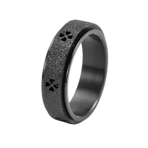 HUANGBONIG Europa und die Vereinigten Staaten, schlichter, kleiner, frischer Persönlichkeitsring, mattiert, hohl, vierblättrig, drehbar, 11(th) von HUANGBONIG