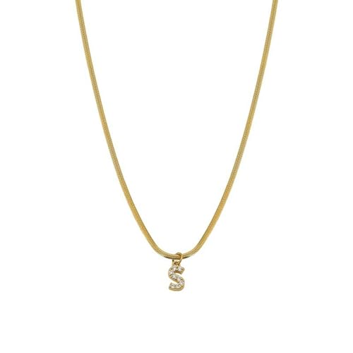 HUANGBONIG Europäische und amerikanische Damen 26 Buchstaben Schlangenknochenkette Design Diamant Anhänger Schlüsselbeinkette von HUANGBONIG