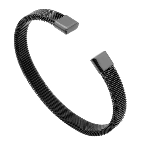HUANGBONIG Europäische und amerikanische Herren Einfaches Edelstahlarmband C-förmiges Mesh-elastisches Armband von HUANGBONIG
