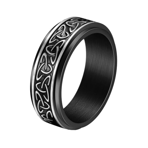 HUANGBONIG Europäische und amerikanische Männer und Frauen Edelstahl-Drahtziehen können den Dekompressions-Retro-Ring drehen., Nr. 6 von HUANGBONIG