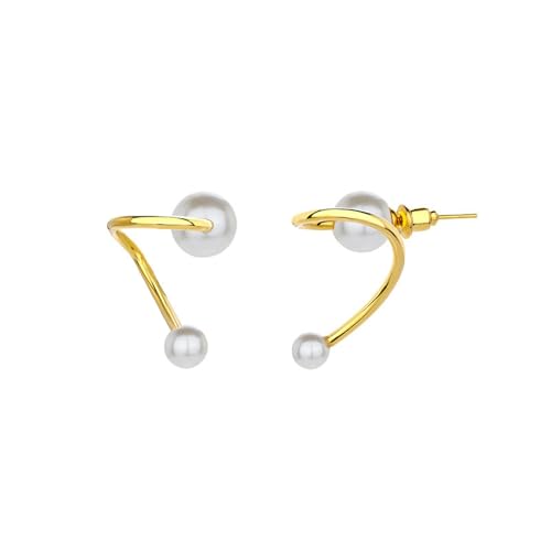 HUANGBONIG Europäische und amerikanische elegante geknotete Perlenohrringe, einfache personalisierte Ohrringe, Metall von HUANGBONIG