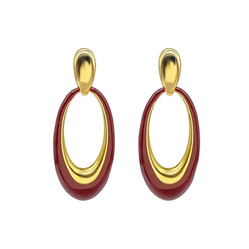 HUANGBONIG Europäische und amerikanische übertriebene Metall-Ohrringe, oval, Emaille, Tropfenglasur, Minderheiten-Design, Metall von HUANGBONIG