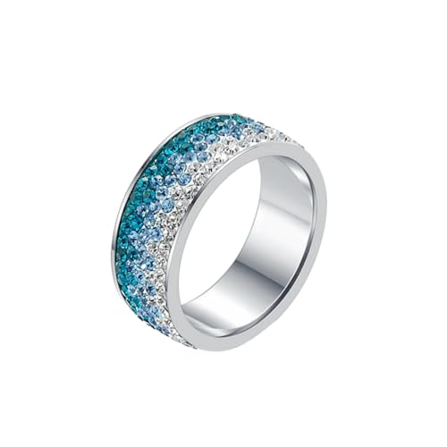 HUANGBONIG Europäischer und amerikanischer Damen-Diamantring, einfacher Farbverlauf, mehrfarbig, gemischt, 11(th) von HUANGBONIG