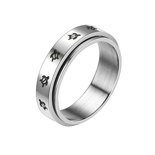 HUANGBONIG Europäischer und amerikanischer Damen-Ring mit drehbarem Kreuz aus Edelstahl, No.8, Metall von HUANGBONIG