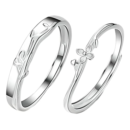 HUANGBONIG Europäischer und amerikanischer Damen-Ring mit schlichtem Blumendesign, Metall von HUANGBONIG