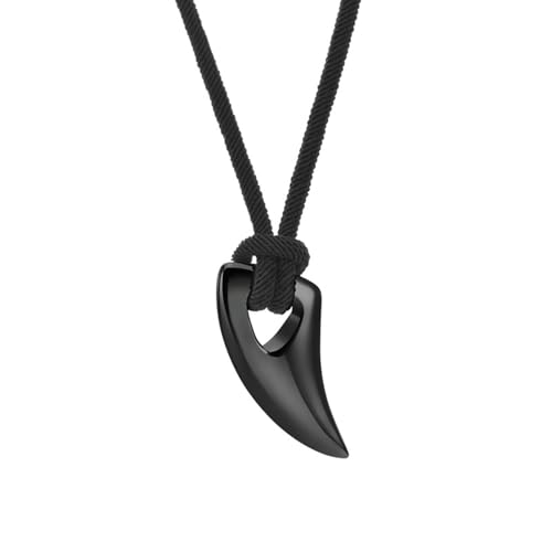 HUANGBONIG Europäischer und amerikanischer Herren-Anhänger aus Titanstahl, schwarzer Horn-Anhänger, Persönlichkeit, Hipster-Punk-Schmuck von HUANGBONIG
