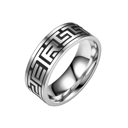 HUANGBONIG Europäischer und amerikanischer Herren-Ring, Titanstahl, Retro-Stil, schlicht, geometrisch, exquisit, 13(th) von HUANGBONIG