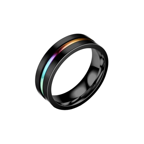 HUANGBONIG Europäischer und amerikanischer Herren-Ring, einfache Persönlichkeit, Titanstahl, schwarz, zweifarbiger Ring, 13(th) von HUANGBONIG