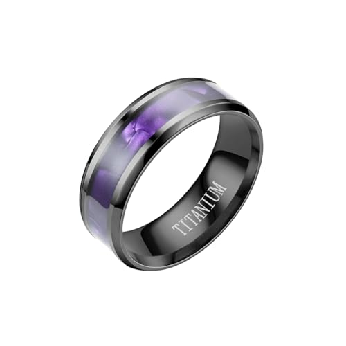 HUANGBONIG Europäischer und amerikanischer Herren-Ring, einfacher und exquisiter violetter Patch, Titanstahl, personalisierbar, No.6, Metall von HUANGBONIG