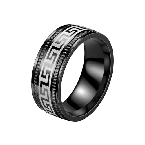 HUANGBONIG Europäischer und amerikanischer Herren-Trend, schlichter und exquisiter Titanring mit kreativer Persönlichkeit, 12(th), Metall von HUANGBONIG