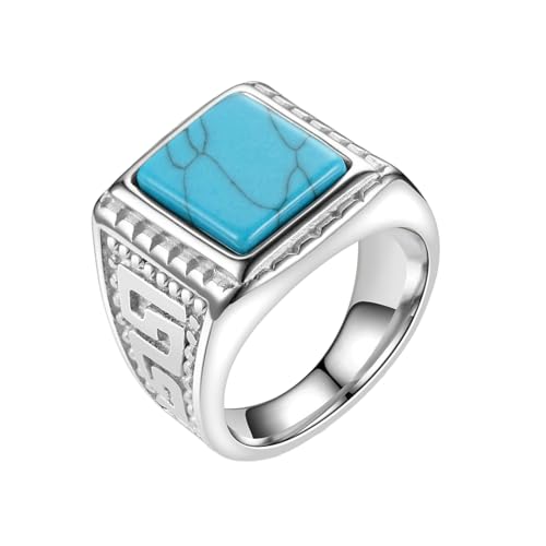 HUANGBONIG Europäischer und amerikanischer Herrenring, schlichter Retro-Titan, Türkis, No.6 HUANGBONIG Europäischer und amerikanischer Herrenring, schlichter Retro-Titan, Türkis, No.6 von HUANGBONIG