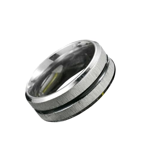 HUANGBONIG Europäischer und amerikanischer Herrenring aus gebürstetem zweifarbigem Titanstahl, 13(th) von HUANGBONIG