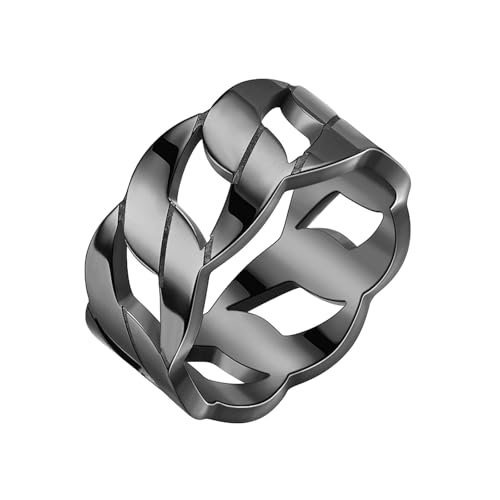 HUANGBONIG Europäischer und amerikanischer Herrenring mit einfacher Kette, hohl, No.8, Metall HUANGBONIG Europäischer und amerikanischer Herrenring mit einfacher Kette, hohl, No.8, Metall von HUANGBONIG