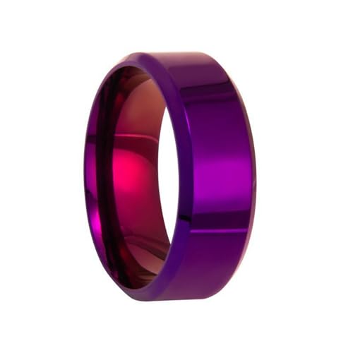 HUANGBONIG Europäischer und amerikanischer schlichter Ring aus Titanstahl, einfacher doppelter Schrägung, heller Paarring, 12(th) von HUANGBONIG