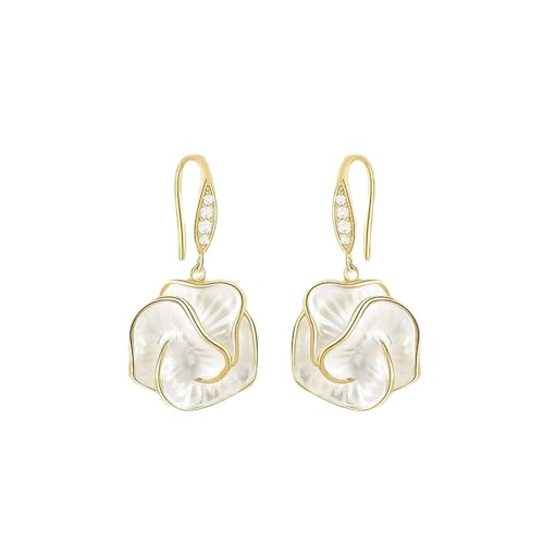 HUANGBONIG Exquisite Kamelien-Ohrringe im französischen Retro-Stil, schlichtes Temperament, Blumenohrringe, exquisite Kamelie von HUANGBONIG