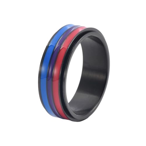 HUANGBONIG Exquisiter Herrenring aus europäischem und amerikanischem, farbigem, drehbarem Edelstahl, 11(th) von HUANGBONIG