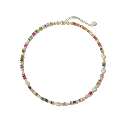 HUANGBONIG Farbige Glasperlen-Halskette, einfache Persönlichkeit, Damen-Accessoire, Halskette von HUANGBONIG