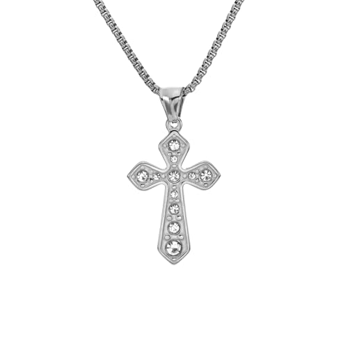 HUANGBONIG Fashion Sticky Diamond Literarische Kreuz Halskette Herren Titan Lange Pullover Kette von HUANGBONIG