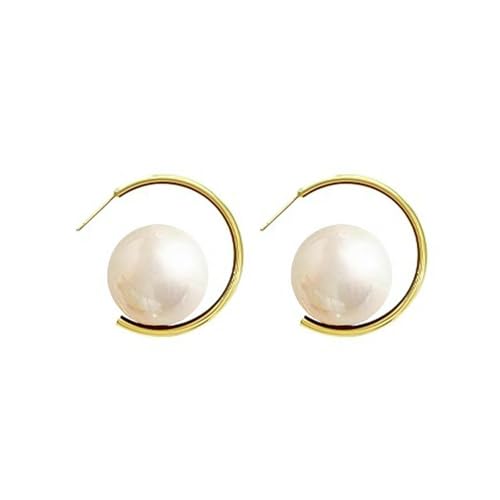 HUANGBONIG Französische Retro-Ohrringe mit übertriebenen großen Perlen, Temperament-Schmuck., 16 mm, Metall HUANGBONIG Französische Retro-Ohrringe mit übertriebenen großen Perlen, Temperament-Schmuck., 16 mm, Metall von HUANGBONIG