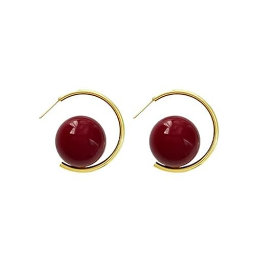 HUANGBONIG Französische Retro-Ohrringe mit übertriebenen großen Perlen, Temperament-Schmuck., 22 mm, Metall HUANGBONIG Französische Retro-Ohrringe mit übertriebenen großen Perlen, Temperament-Schmuck., 22 mm, Metall von HUANGBONIG