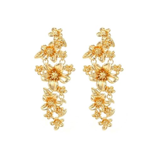 HUANGBONIG Französische Retro-Quasten-Nähte, Blumen-Ohrringe, Design, Temperament-Schmuck, Blumen von HUANGBONIG