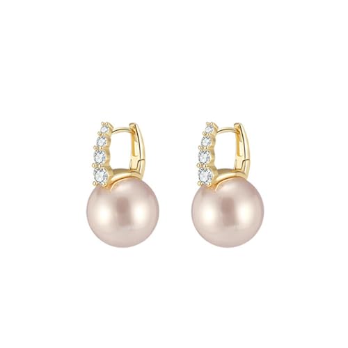 HUANGBONIG Französische rosa Perlenohrringe Temperament Zirkon Ohrringe von HUANGBONIG