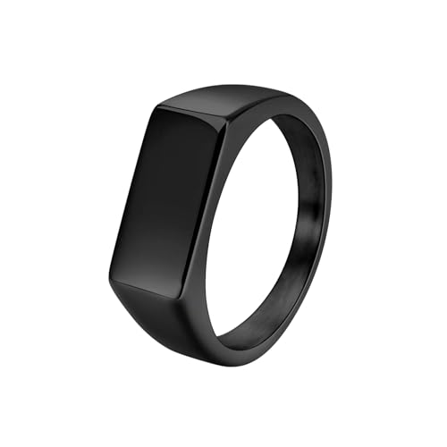 HUANGBONIG Glatter rechteckiger Herren-Ring, Retro-Stil, einfacher Titan-Stahlschmuck., No. 8 von HUANGBONIG