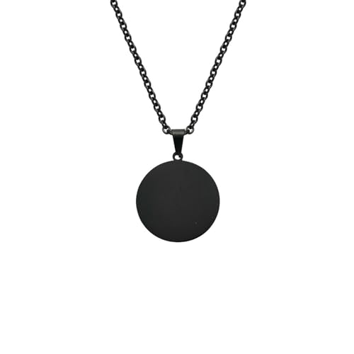 HUANGBONIG Glatter runder Marken-Halsketten-Schriftzug-Anhänger aus Edelstahl von HUANGBONIG